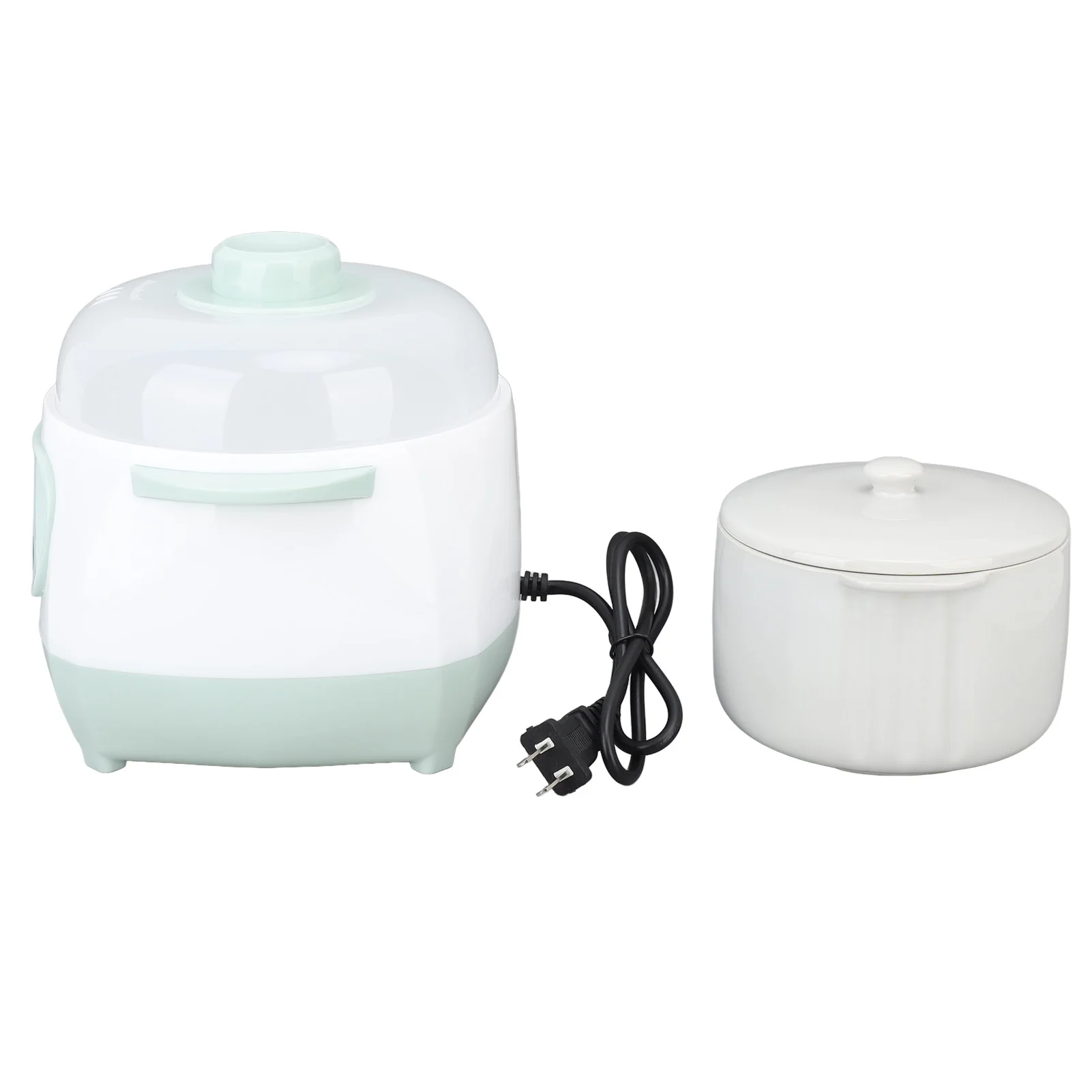 200W 1L Mini Slow Cooker with Ceramic Interior Pot Timing Green Uniform Heating Electric Slow Stew Cooker for Cooking