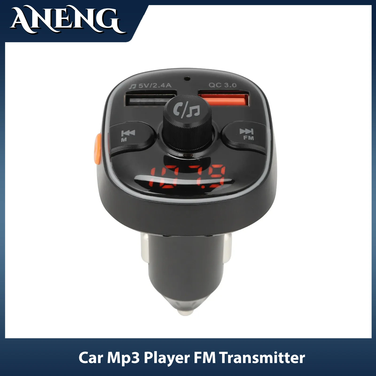 

Car Mp3 Player FM Transmitter for Car Adapter Hands Free Bluetooth Cigar Lighter USB QC3.0 5V 3A Charger