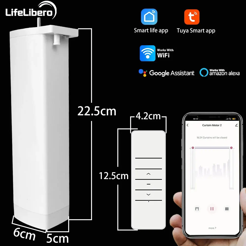 ilifelbero-自動化ウィンドウ用のスマートカーテンモーター電気モーター付きリモコンtuyawifi