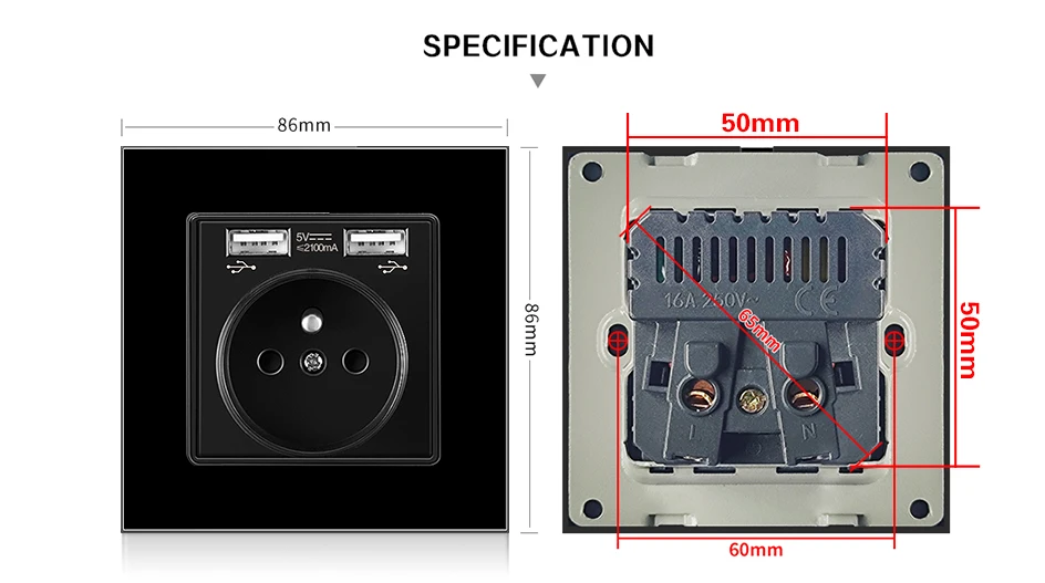 cristal painel de vidro tomada tomada elétrica