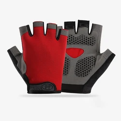 Enhanced Fitness Training Fingerless Gym Gloves - Anti - Slip, Breathable Sports Gloves - M (Upgrade red)
