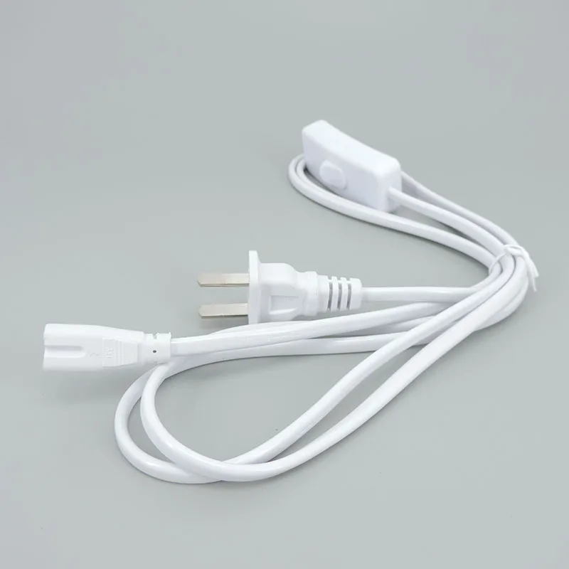 2 3 pinos buraco AC EU EU Plug Switch Cable T5 T8 LED Tube Fonte de alimentação Extensão de carregamento Fio ON/OFF Conector Iluminação Acessório