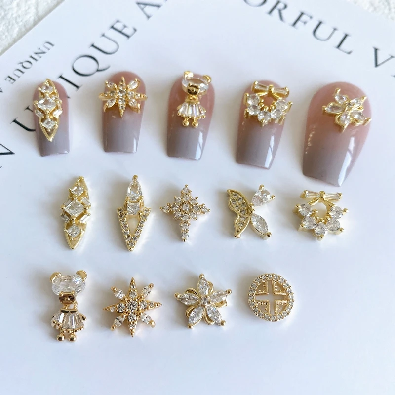 

Light luxury bear flower zircon manicure wear nail accessories accessories