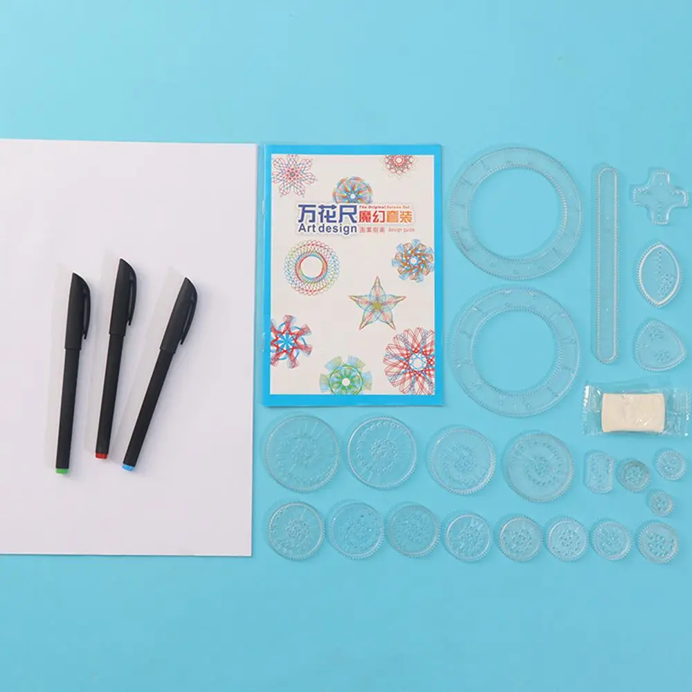 22pcs Hobbies 22pcs Learning Geometric Ruler Interlocking Gears Spirograph Drawing Toys Kids Toy