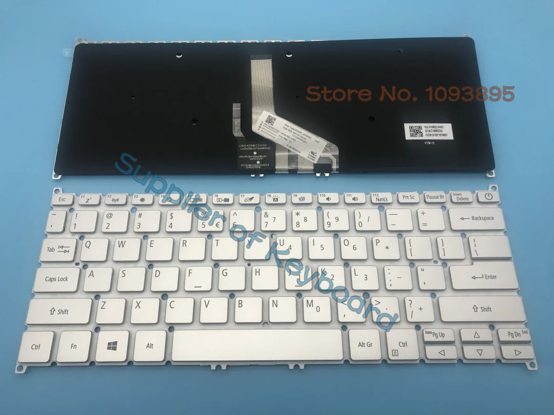 para Acer Swift Sf51451t Sf514-52t Sf514-52tp Sf514-55gt Sf514-55t Sf514-55ta English Teclado Branco Prata Preto Retroiluminado Novo - Imagem 4