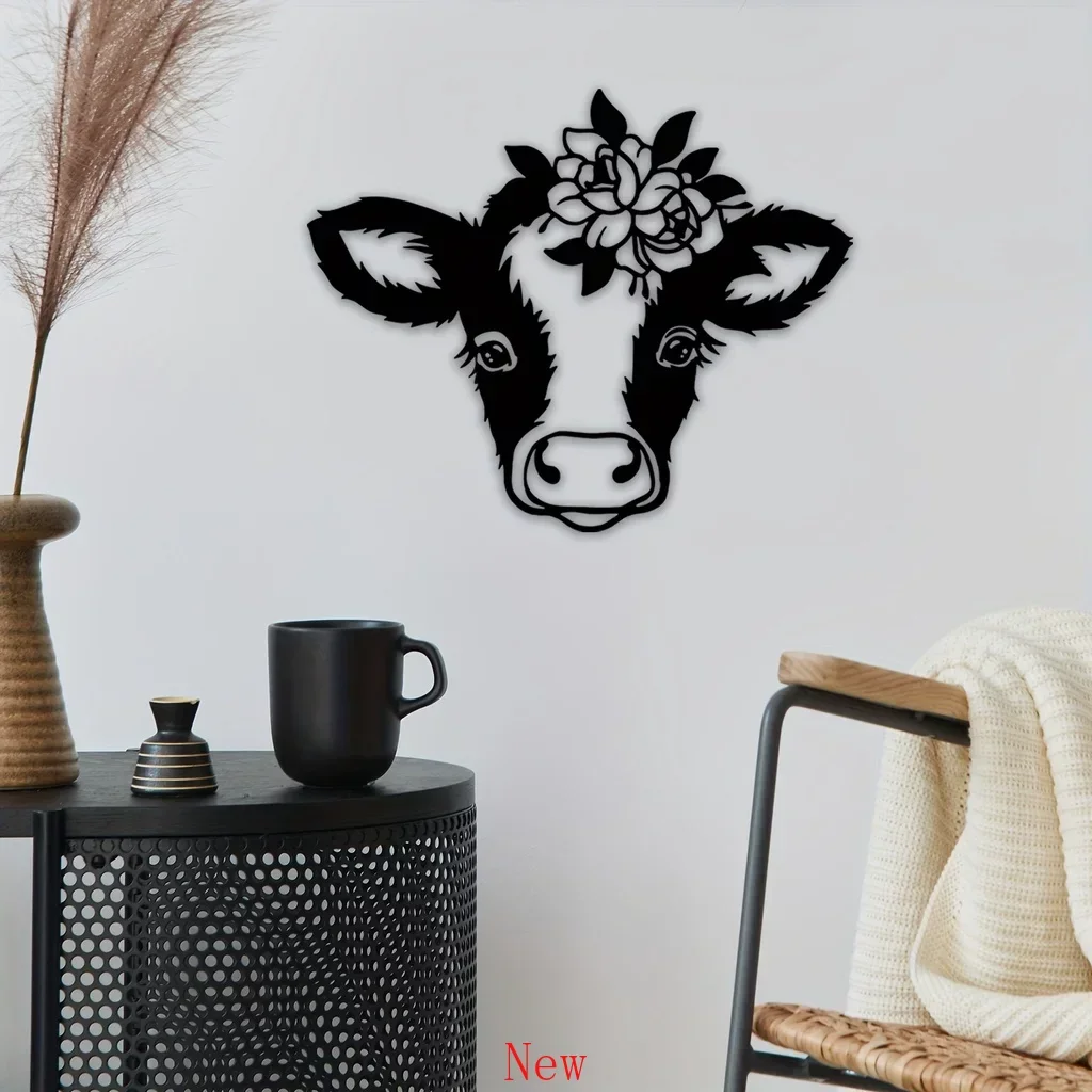 

Cute Cow Metal Home Art Decor Funny Animal Decoration Home Wall Hanging Children's Room Kindergarten Stickers Included wall dec