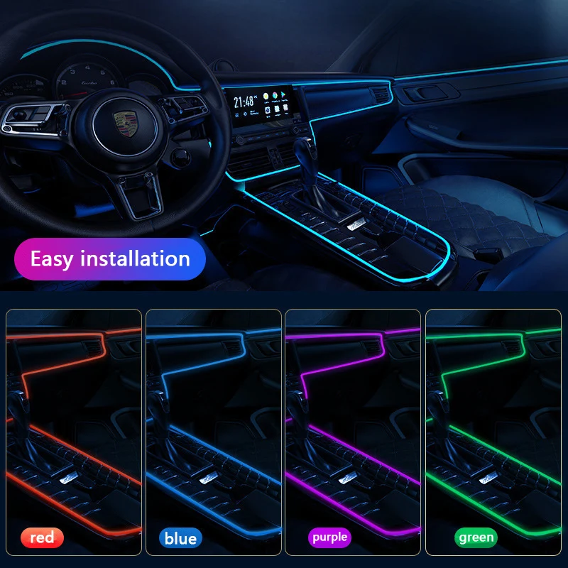 

5 Meters 12V DIY Car EL Wire Rope light Interior Auto USB LED Strip Lighting Atmosphere Decorative Lamp Flexible Neon Light