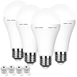 Wireless Rechargeable Smart LED Light Bulb with Remote Control, Battery Operated Dimmable Lighting (Only White - 4PCS)