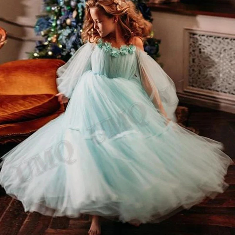 bleu royal Perlé Enfants Princesse Robe petites filles Beauté Pageant robe  Puffy Fleur Fille Anniversaire Robe Photographie Robes