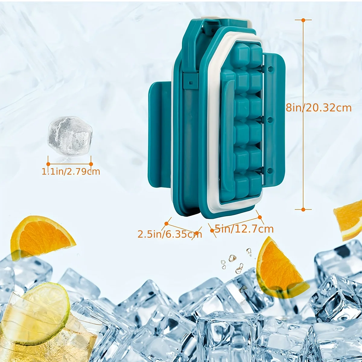 Light blue silicone ice bottle 2-in-1 ice hockey portable tray, frozen whiskey cocktail wine beer retractable cube mold