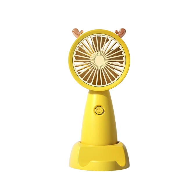 USB Mini Handheld Fan Outdoor Mini Creative Desktop Office Mute Charging Portable Handheld Fan Yellow Portable Fan