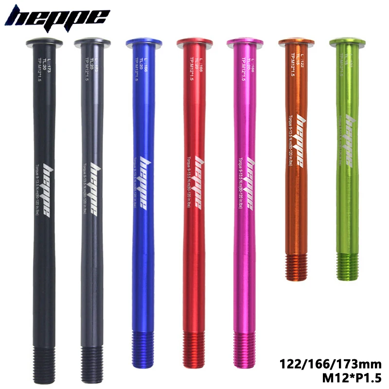 HEPPE MTB Road Bike Thru Axle Front Rear Hub Shaft Skewers 12x100/110/142/148 Hub Shaft Quick Release 122/166/173mm M12xP1.5