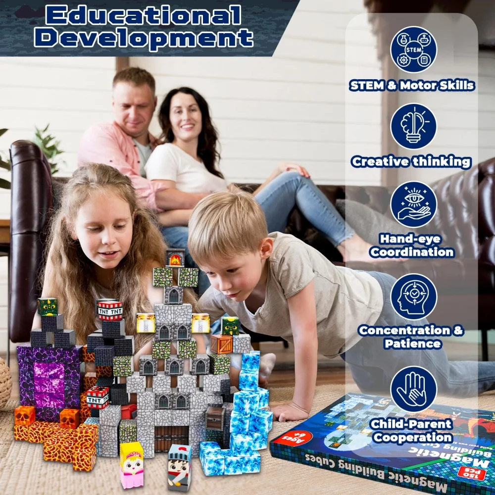 STEM Magnetic Creative Building Kit Advanced DIY Assembly Brick for School-Age Kids 6-12 Birthday Gift Toy Christmas Gift