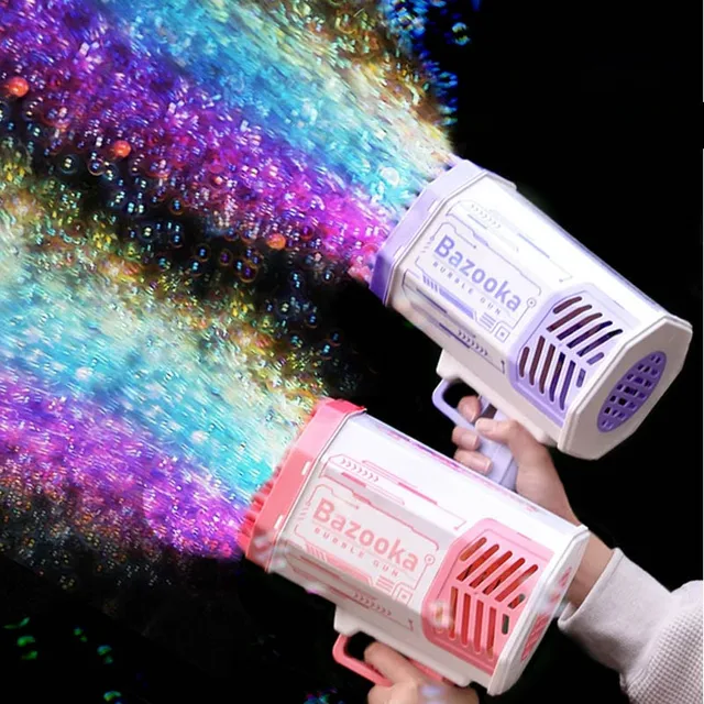 64/69 New Holes Electric Bubble Gun Rocket Bubble Machine Soap Bubbles Magic Bubble for Bathroom Toys Outdoor Games Garden Child 1