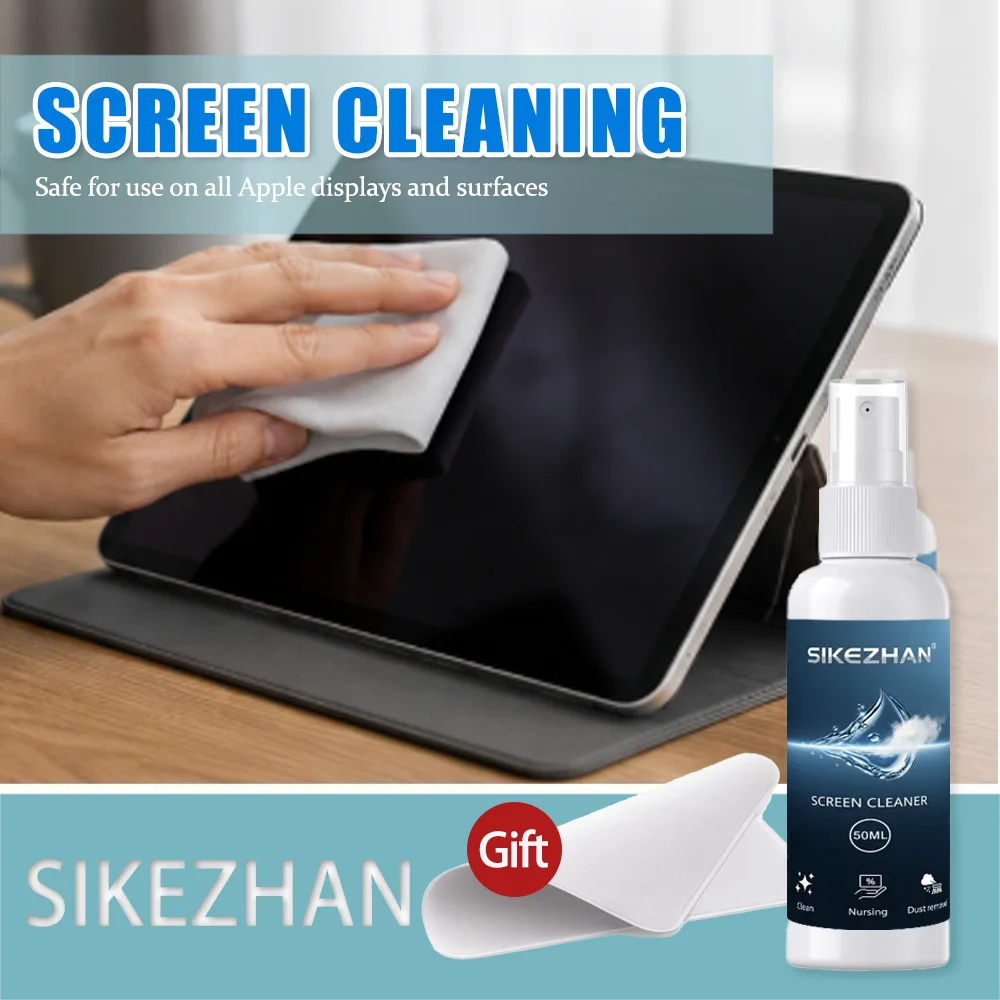 Screen Cleaner Spray Kit with Microfiber Cloth for Streak-Free Shine - 50ml