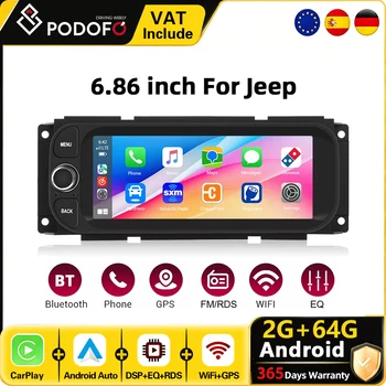 Radio Android Podofo CarPlay para Jeep Chrysler 300M Dodge 2002-2005, reproductor multimedia para coche, 2din, GPS, estéreo, RDS, sistema inteligente 1