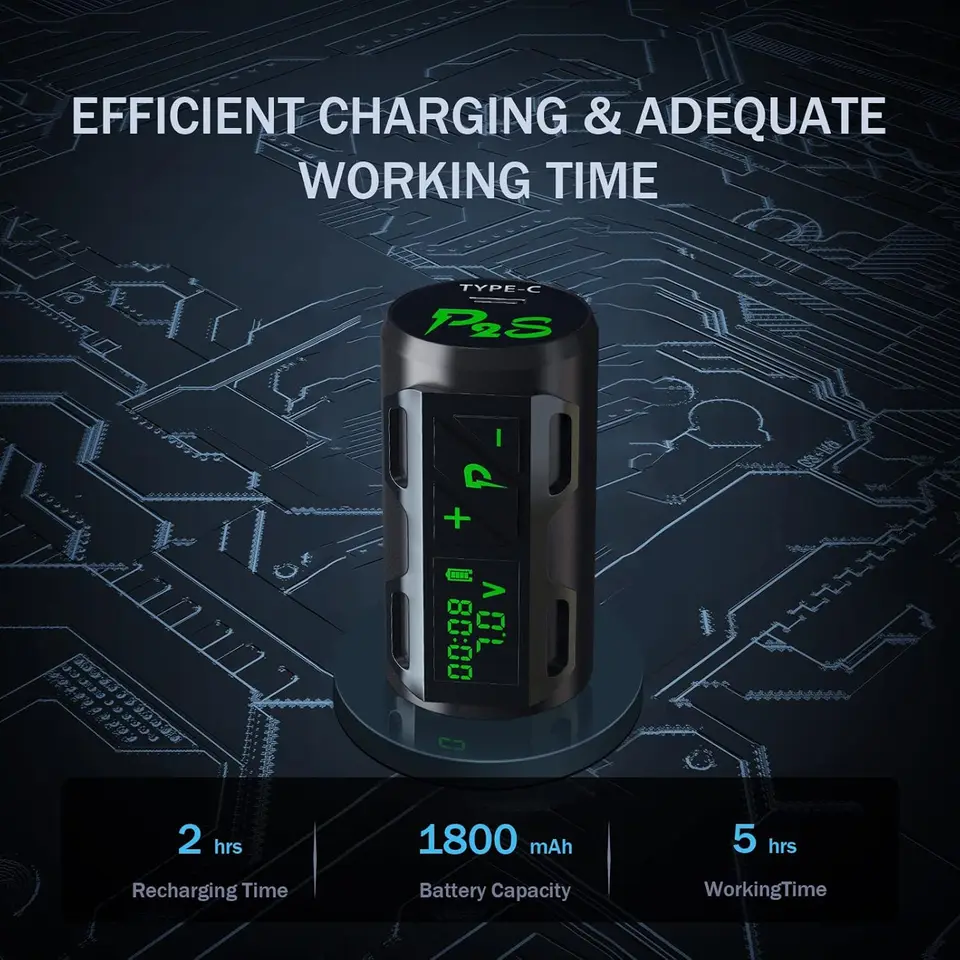 ゲスポータブルワイヤレスタトゥーマシン,2s,1800mAh,ポータブル