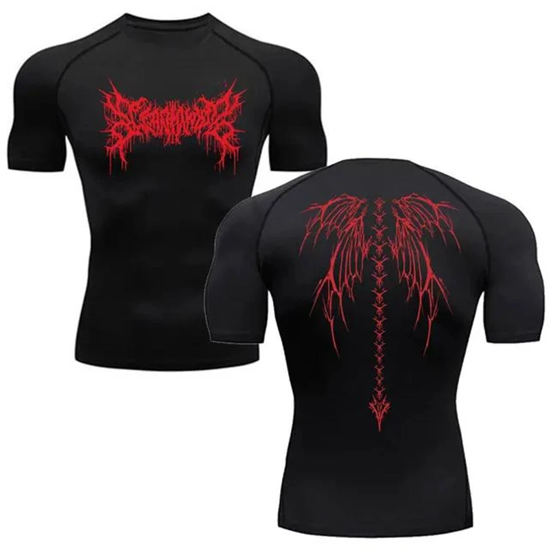 Y2K Compression Shirt Men Fitness Gym Skeleton Sport Running T-Shirt Rashgard Tops Tee Quick Dry Short Sleeve T-Shirt For Men 3