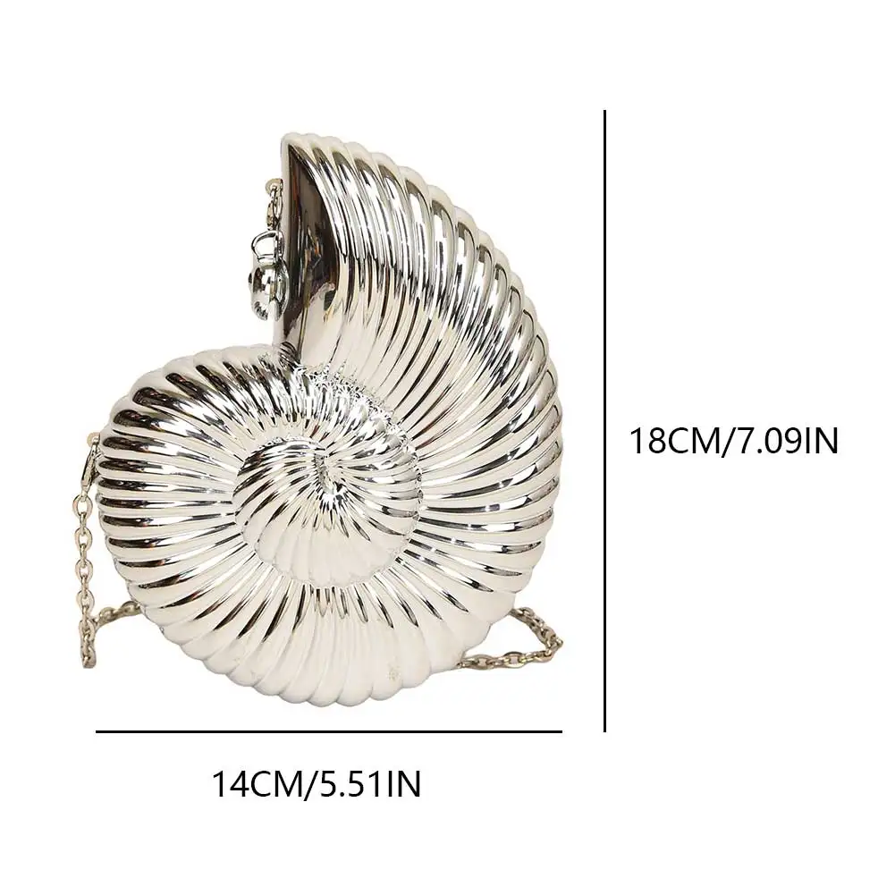 Conch Shape Fashion Evening Bags Acrylic Stylish Shoulder Bag Stylish Crossbody Bag Chain Strap Purse for Wedding Party