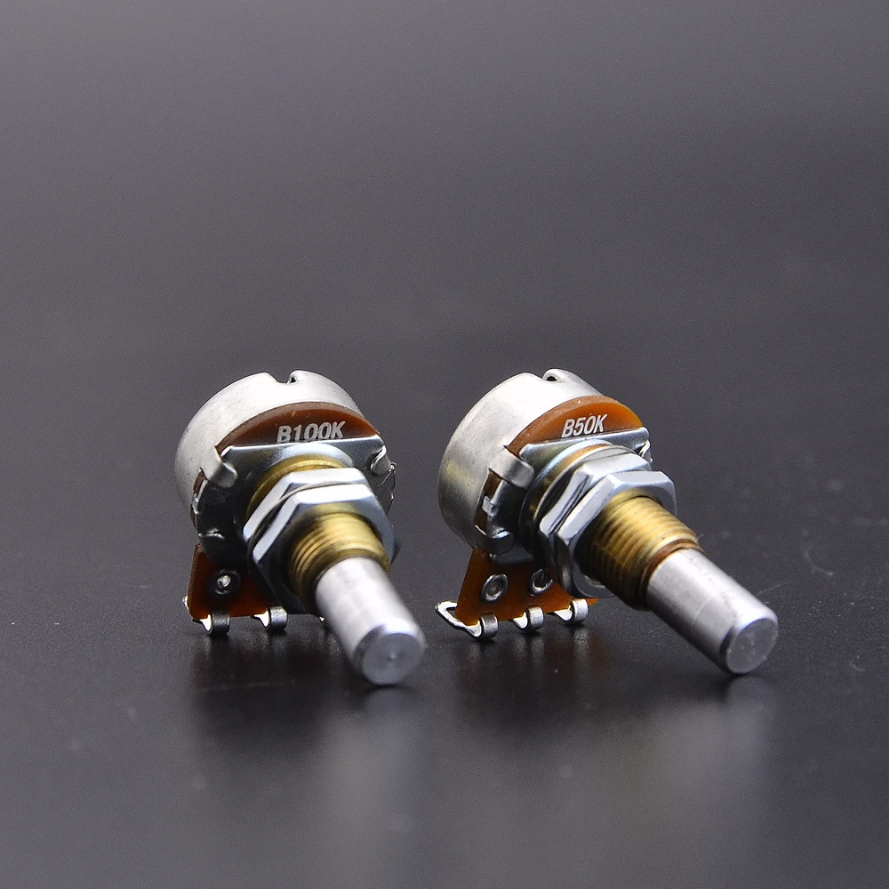 B50K/B100K Brass Bushing Solid Shaft Balance Potentiometer(POT) 1 Piece With Center Detent For Electric Bass
