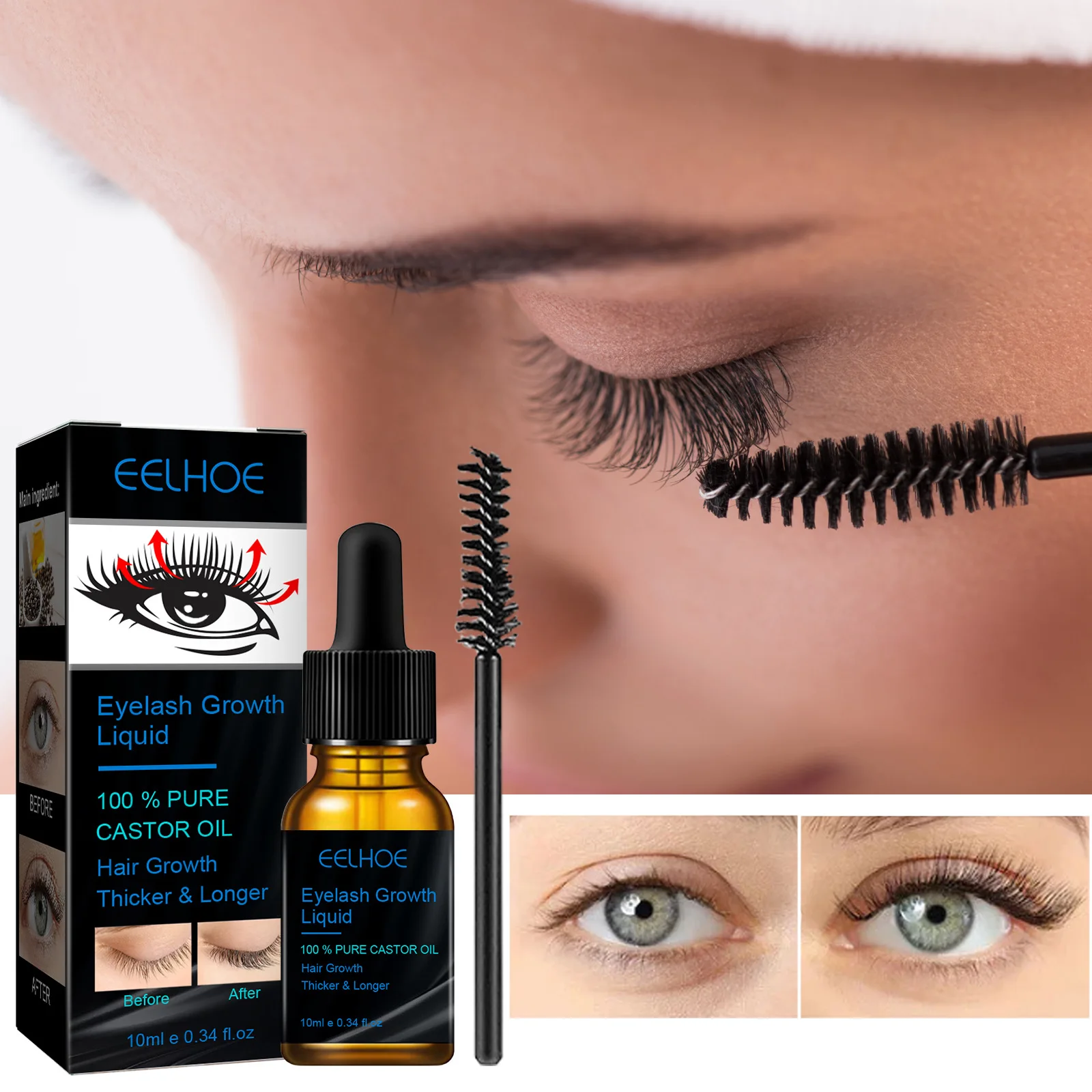 Eyebrow Growth Liquid Natural Thick Slender Curl Castor Oil