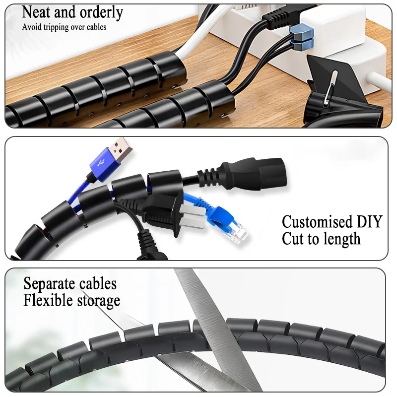 2Meters Spiral Cable Protector Line Organizer Tube Motorcycle Wire Protection Sleeve Flame Retardant Anti-Bite Cover Color