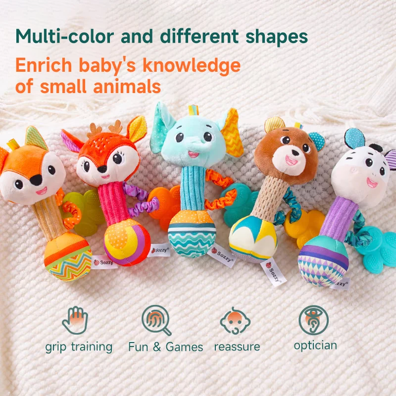 Baby Soft Rattles Newborn Toys Cute Animal Rattle Toy Infant Crib Bed Stroller Seat Toys Toddler Grab Ability Training Plush Toy - 6