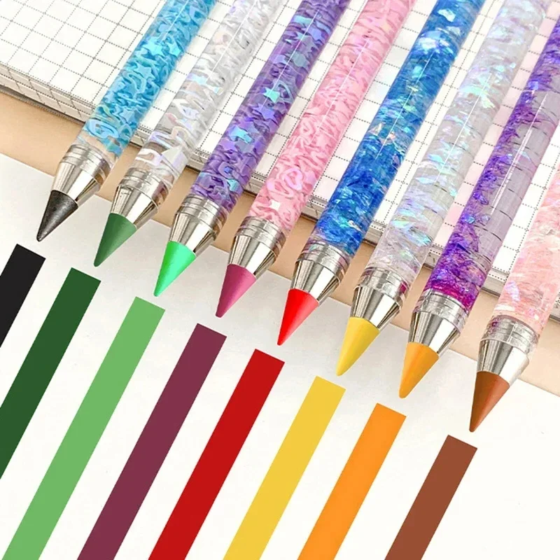 12pcs Colored Forever Pencil With Erase, That Never Needs Sharpened Long  Lasting Writing Infinity Pencil, No Sharpen Endless Pencils With 12Pcs Lead