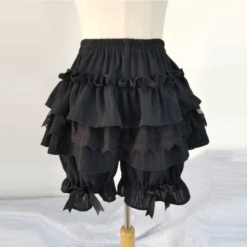 

Victorian Gothic Sweet Lolita Safety Shorts Women Lace Ruffles Cotton Tiered Underwear Short Pants Girls Vintage Kawaii Bloomers