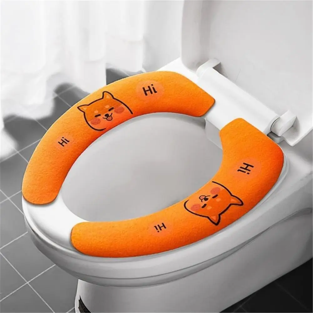 Household Bathroom Lavatory Cover Set Pedestal Cartoon WC Toilet Sticky Seat Pad Washable Universal Toilet Seat Cover Cushion