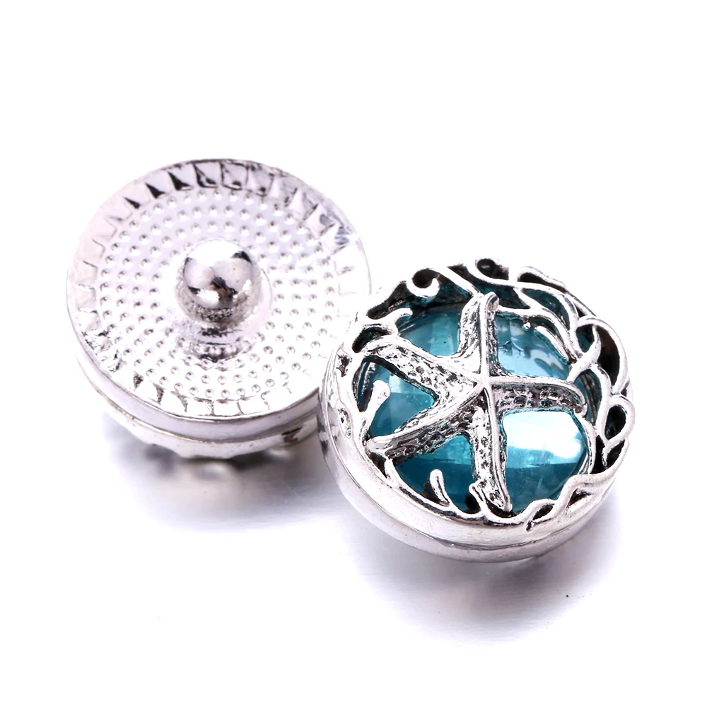 20pcs New Snap Button Jewelry Starfish 18mm Snap Buttons Fit Snap Button Bracelet Necklace Ginger Charms