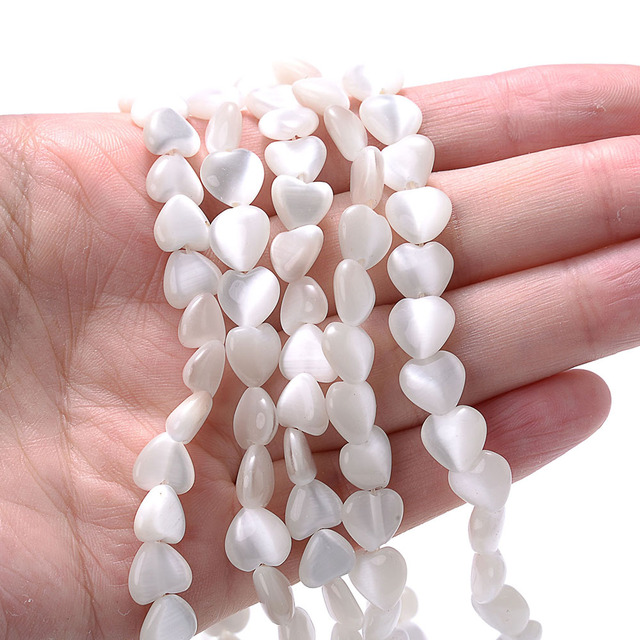 Heart Cat Eye Beads Natural Opal Stone Loose Spacer Beads for Jewelry Making DIY Bracelet Necklace Supplies 8x8mm