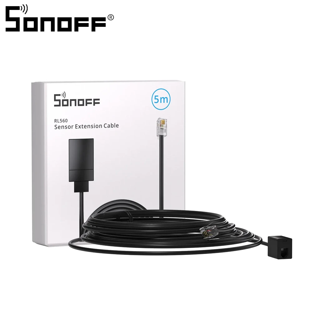 Newest SONOFF Sensor Temperature Sensor DS18B20 RL560 Extension Cable 5M RJ11 Connector Adapter For Sonoff TH Elite/TH Origin 5