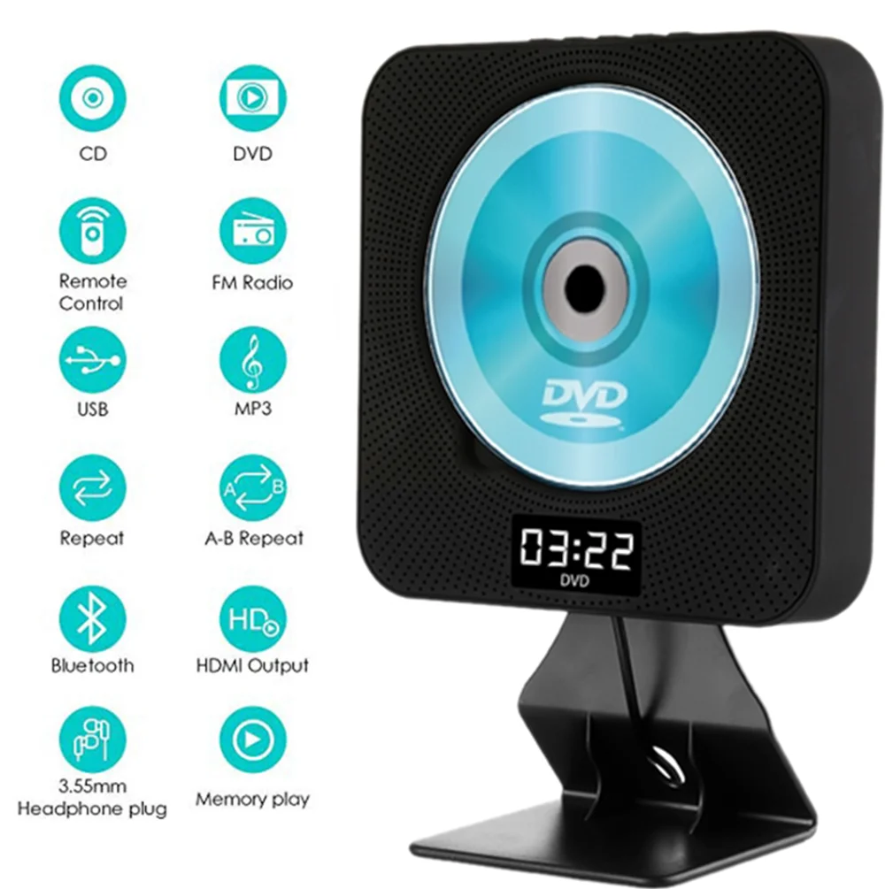 Портативный мини-DVD-плеер музыка Bluetooth-совместимый Настольный настенный DVD-плеер