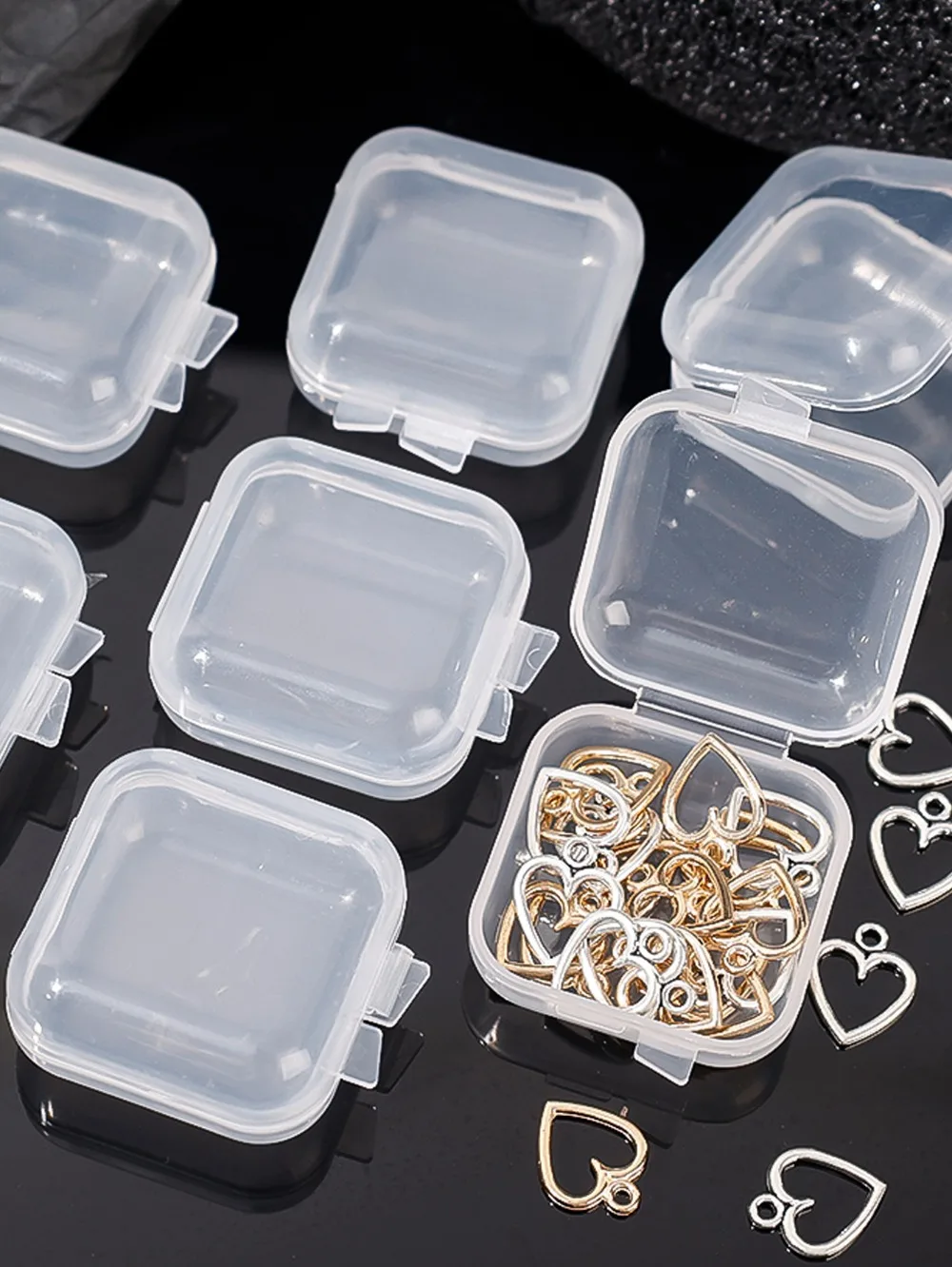 10-100PCS Mini Lagerung Box Transparent Kunststoff Schmuck Lagerung Boxen Container Tragbare Ohrring Ring Ohrstöpsel Verpackung Fall – Detail 4