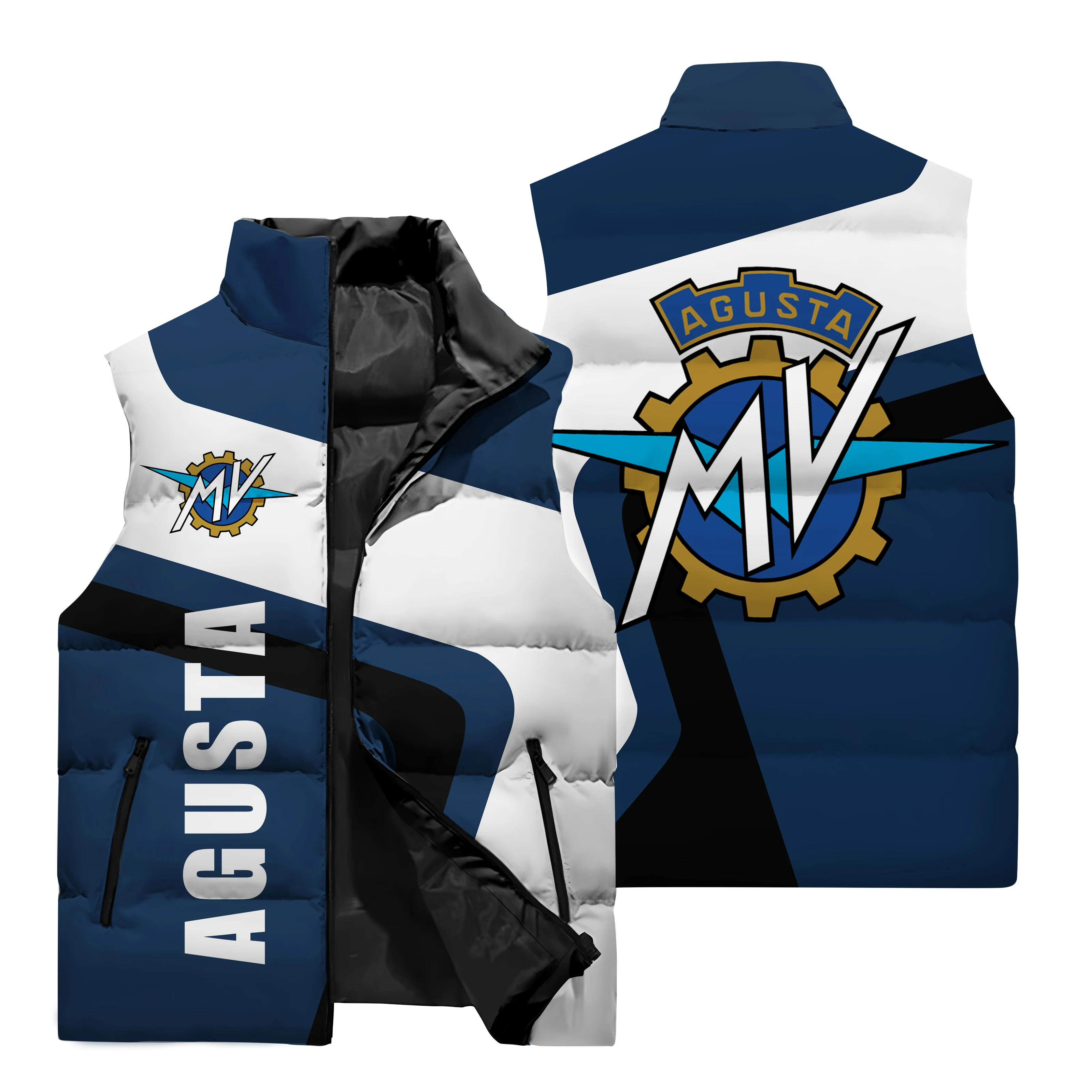 thumbnail image 1 of Chaqueta sin mangas con estampado del logotipo 3D de AGUSTA para hombre, gran oferta, para deportes al aire libre, ciclismo, cálida, con cuello alto y cremallera, 1 of 5