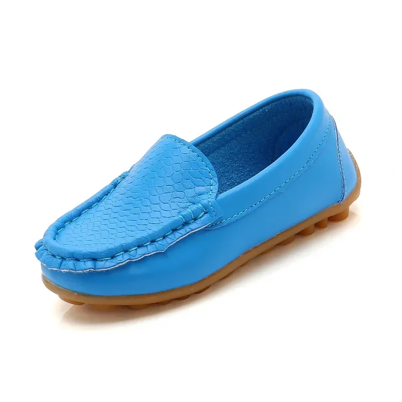 Fashion Flats For Children Casual Comfortable PU Leather Slip On Shoes Boys Girls Kids Candy 10 Colors Moccasin Loafers All Size 4