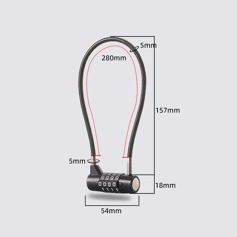 Garden Padlock Combination Lock Indoor Safety 5mm Steel Cable Anti-Corrosion Feature Keyless Convenience For Bicycles 2