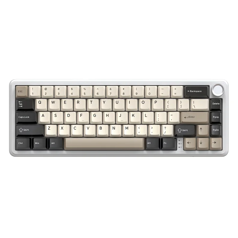Teclado mecânico sem fio para jogos Attack Shark X66 com botão de volume RGB retroiluminado lateral impresso teclas PBT