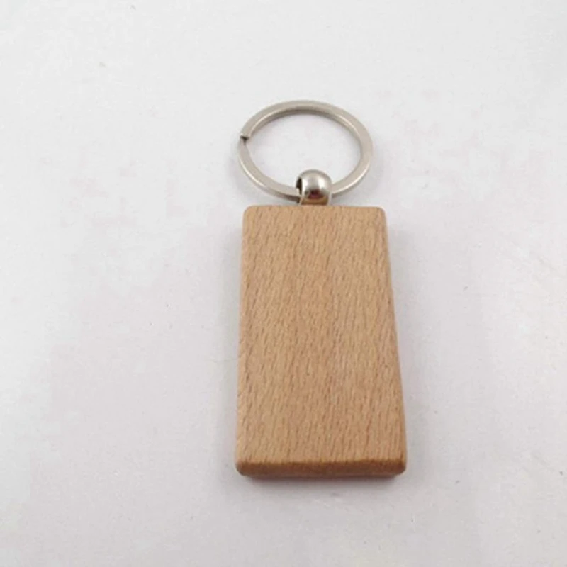 

80Pcs Blank Rectangle Wooden Key Chain Diy Wood Keychains Key Tags Can Engrave Diy Gifts