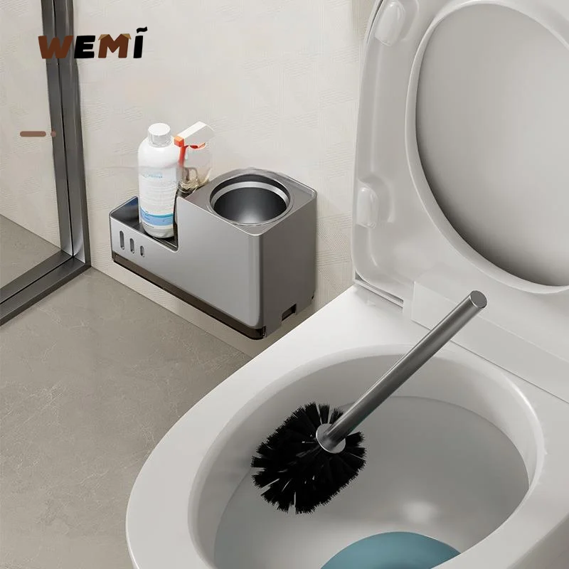 Bathroom Toilet Brush Holder Cleaning Tools Space Aluminum Wall Mounted No Drill Vertical Toilet Brush Bathroom Accessories bathroom accessories,toilet brush set,toilet brush holder