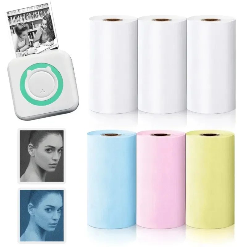 Printer sticker paper printing label sticker thermal paper roll thermal paper printing paper thermal printer paper self adhesive stickers 57*25MM Thermal Paper Label Sticker Self-adhesive Rolls Paper Mini Printer Instant Print Kids Camera Photo