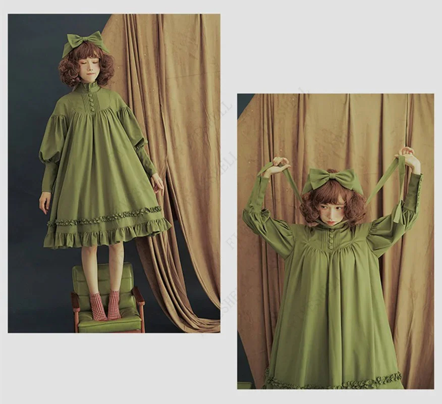 Japanese Style Sweet Lolita Dress Women Autumn Court Princess Vicorian Long Dress Halloween Cosplay Costume Kawaii Clothing