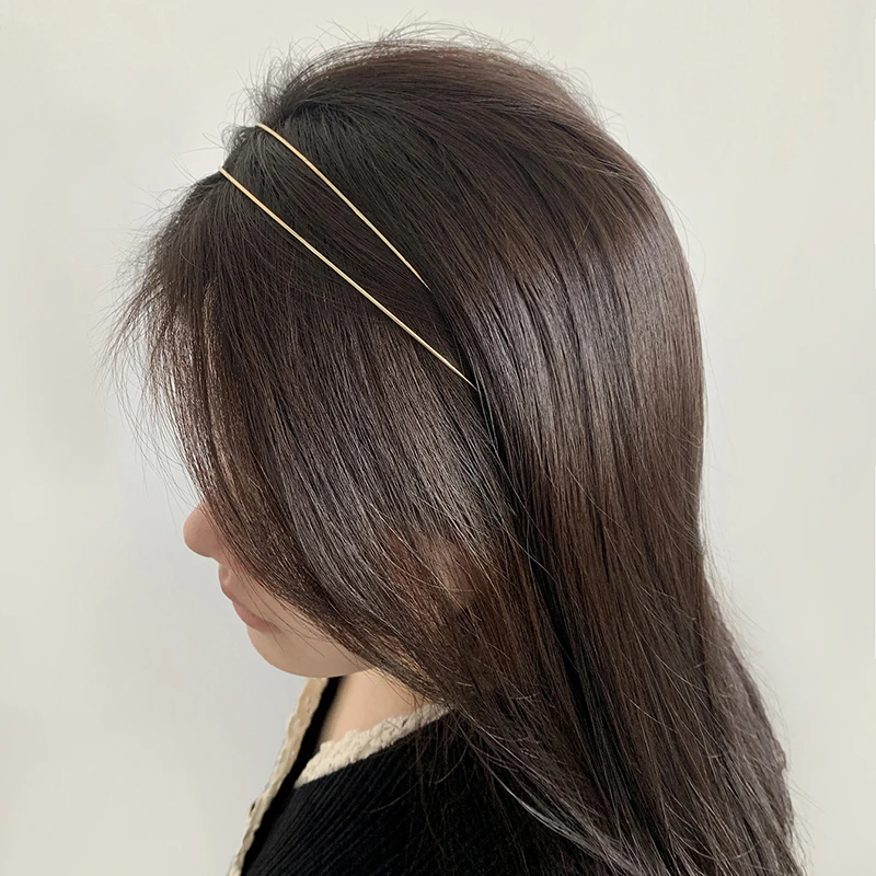 Retro Gold Silver Hairband Simple Metal Headbands Double Root Head Hoop Headwear Headdress Thin Hair Hoop Women Hair Accessories american retro tooling pocket jeans women s high waist thin and high personality trend all match straight pants