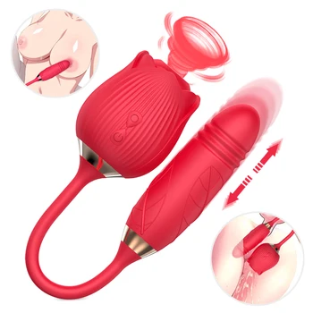 Female Rose Shape Tongue Oral Licking Vibrator Vagina Nipple Sucking G Spot Clitoris Stimulate Masturbation Adult Toys For Women 2