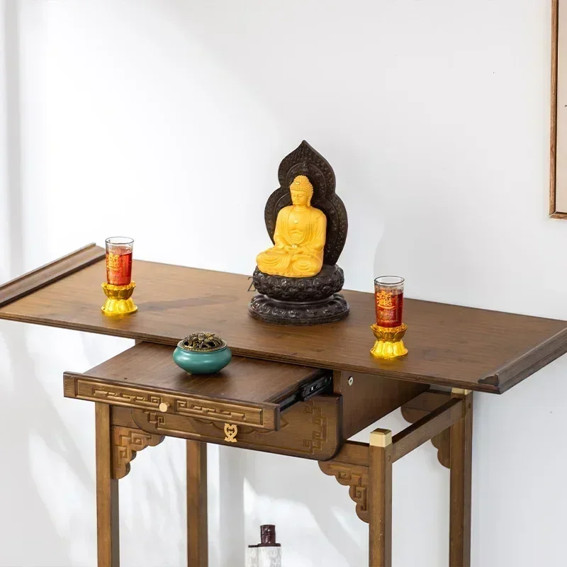 *Traditional Chinese Bamboo Side Table Natural Hall Coffee Desk Expandable Incense Buddha Table Elegant Living Room Furnishing