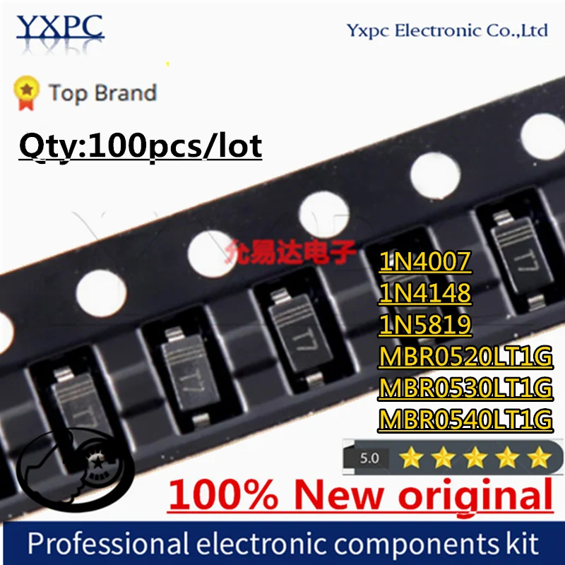 

100pcs SMD diode 0805 SOD-123 1N5819 1N4007 1N4148 SOD-323 1206 1N4148WS 1N5819WS SOD-523 MBR0520LT1G MBR0530LT1G MBR0540LT1G