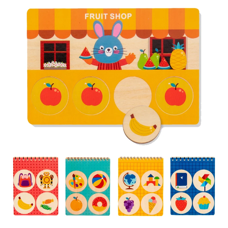 Wooden Montessori Sorting Matching Toys Animal Shop Sorting Memory Board Game  Children Early Learning Education Interactive Toy 5