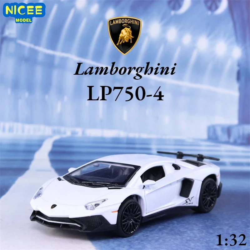 

1:32 Lamborghini LP750-4 sports car Simulation Diecast Metal Alloy Model car Sound Light Pull Back Collection Kids Toy Gifts E60