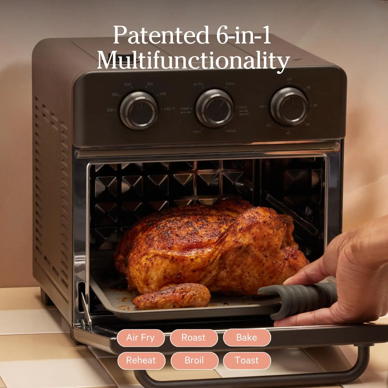 Wonder Oven | 6-in-1 Air Fryer & Toaster Oven with Steam Infusion | Compact, Countertop Friendly, Fast Preheat, Multifunctional